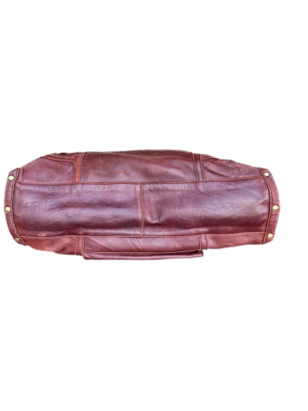 Vintage Bebe Burgundy Brown Leather Woven Boho Satchel Bag Y2K
